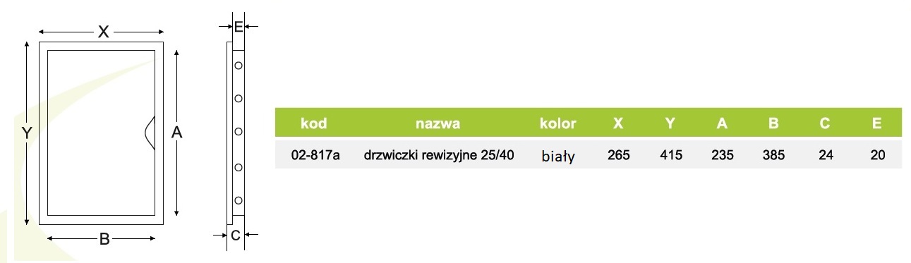 Drzwiczki rewizyjne rysunek techniczny wymiarowanie